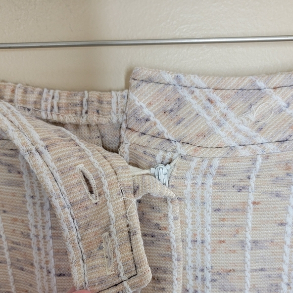 Vintage Douglas Marc | Tan Marled & White Striped Wide Leg Cuffed Pants Trousers - Picture 4 of 9